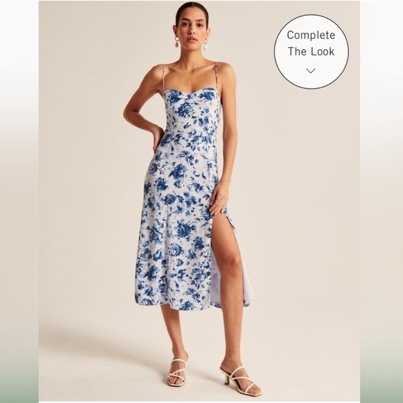 Abercrombie & Fitch Dresses & Skirts - A&F Camille Midi Dress in periwinkle floral wedding guest